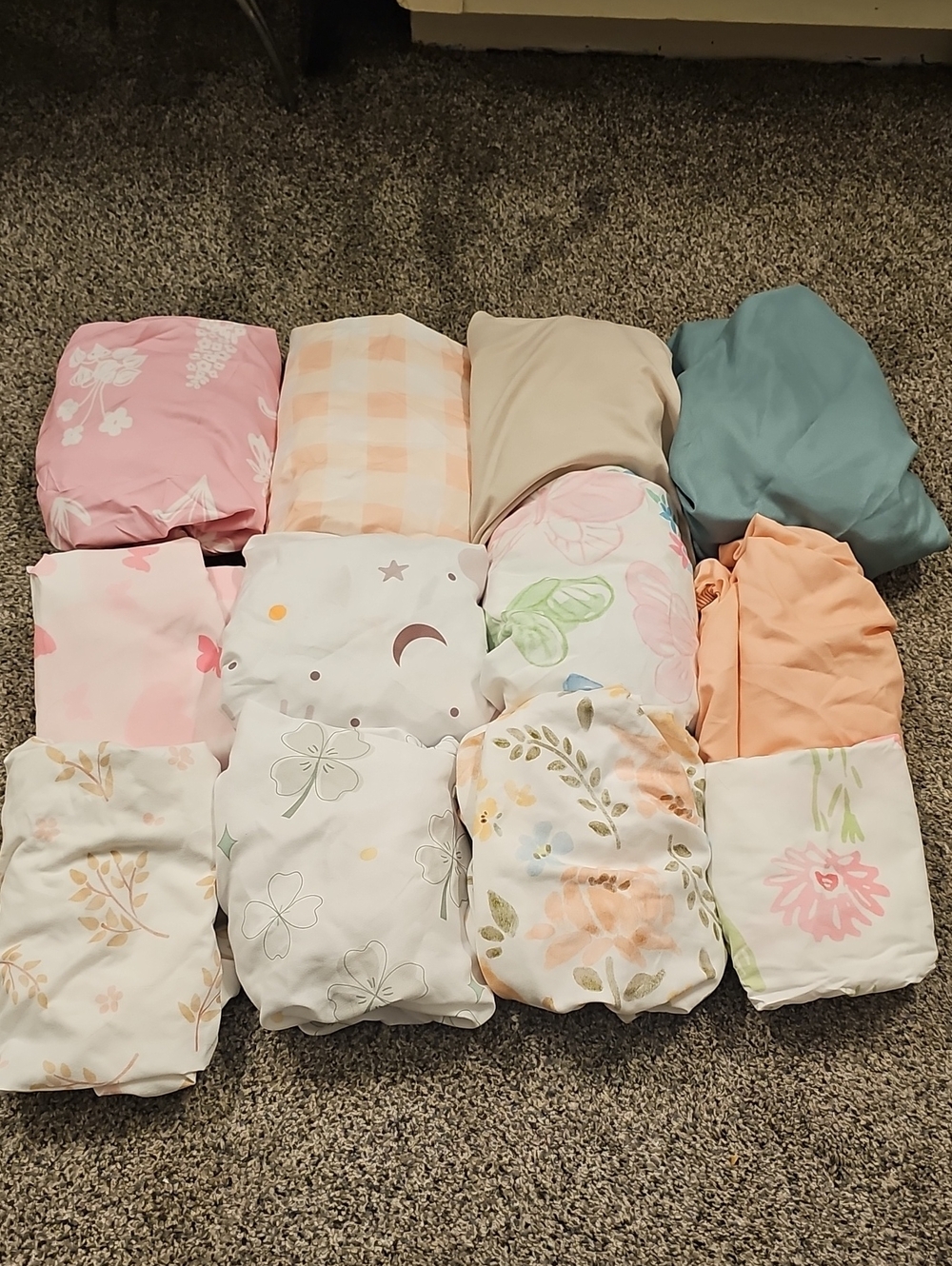 12 Pastel Floral & Solid Fitted Bassinet Sheet Set - Soft Pink, Peach,Cream,Teal